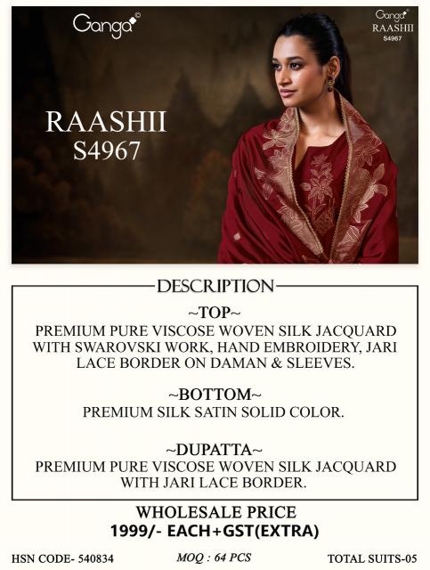 Ganga raashii 4967 wholesale dress materials for sale